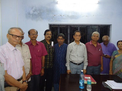 From Left : Dr.Niranjan Pal, Amar Saha, Dr.Gopal Dey, Dipayan Bhattacharyya, Dr.Biswanath Datta, Dr.Tapas Kr. Chatterjee, Dr.S.B.Karanjai, Indrajit Chakraborty, Dr.Ratna Roy Sanyal